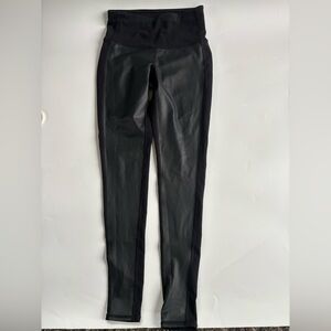 Athleta XXS Black Faux Leather Front Leggings | Moto Panel Stretch